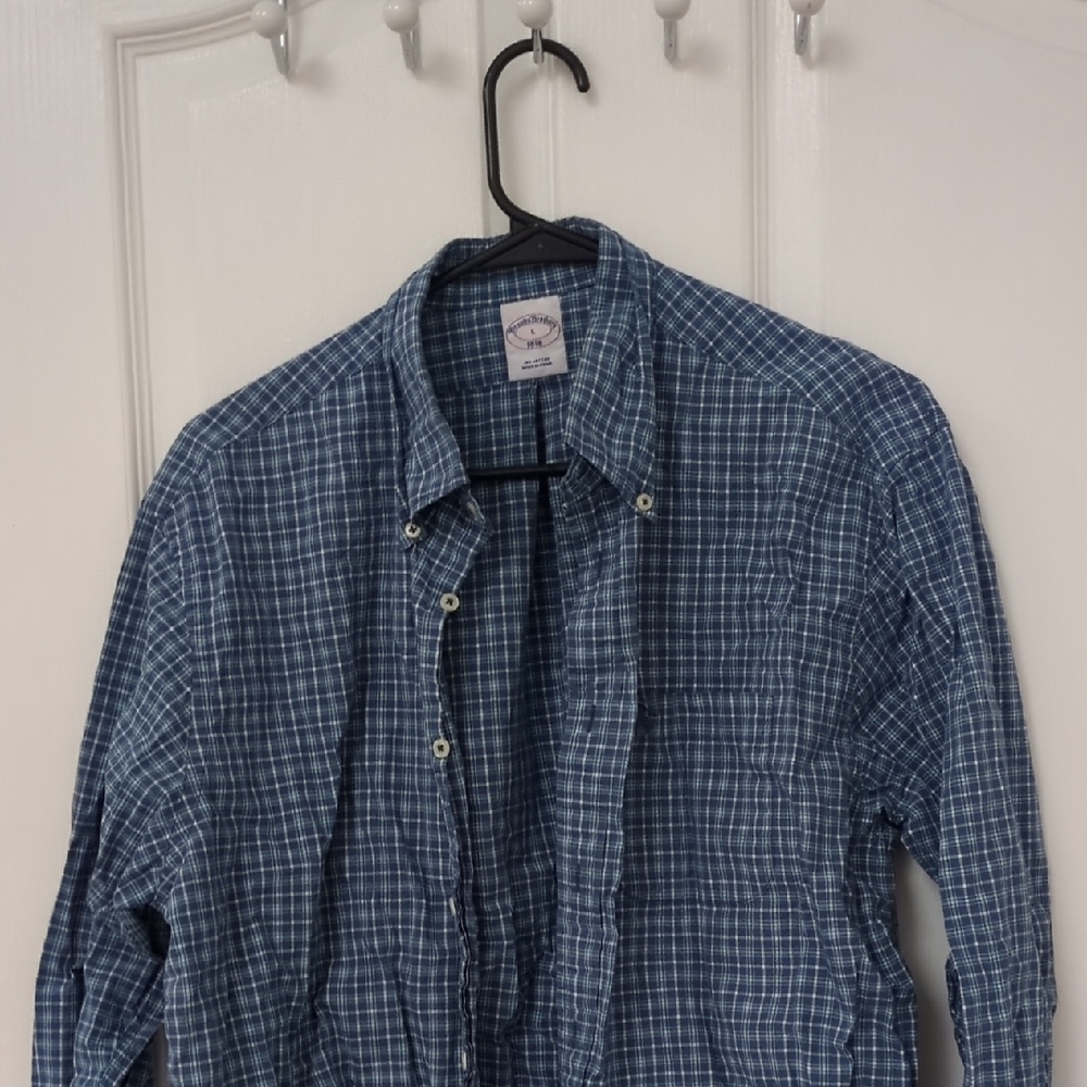 Brooks Brothers Navy Checkered Men's Shirt
